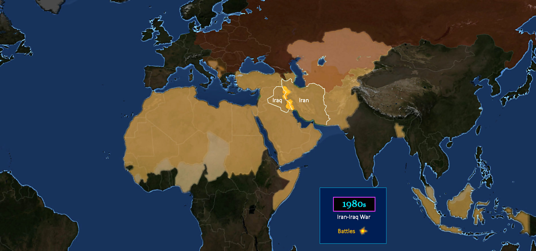 Iran-Iraq War, Muslim stalemate, 1980s map